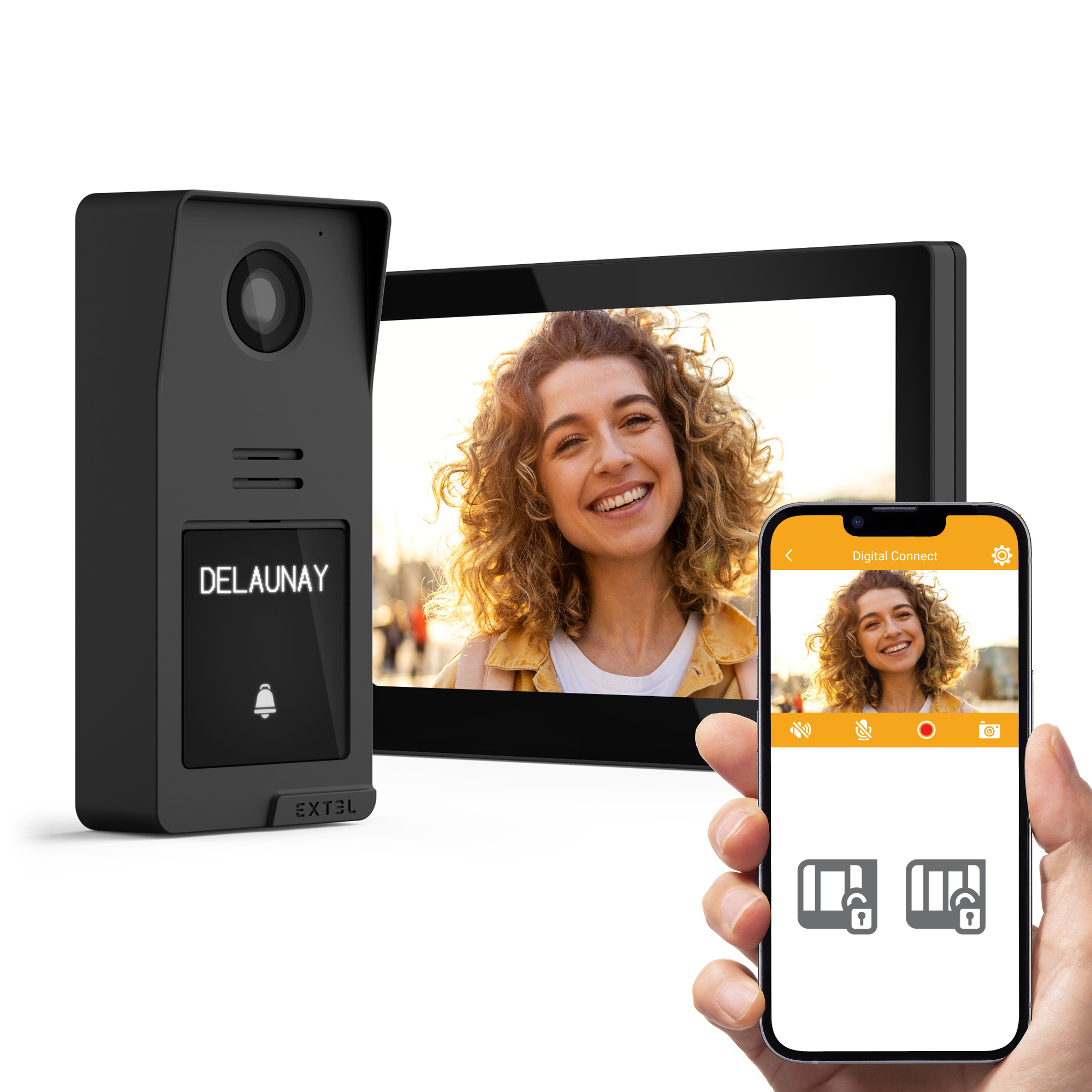 Videocitofono a 2 fili WiFi , Extel Digital Connect 720335 - Touch screen 7'' - con lettore impronte digitali